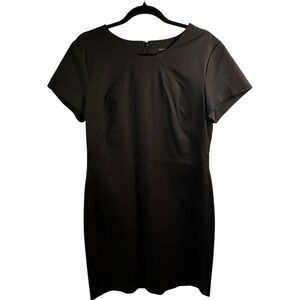 Banana Republic Women's Black Pencil Dress Zip Back Stretch Short Sleeve Size 16